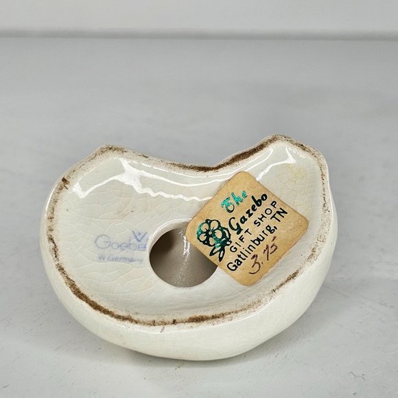 Goebel Cat Miniature Figurine Lying Down White Green Eyes West Germany - Picture 5 of 6